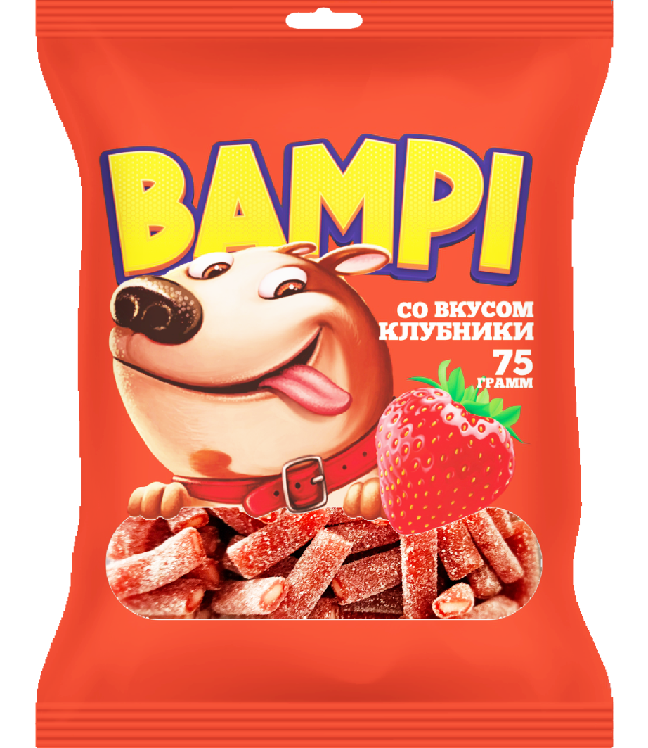 СТМ Bampi со вкусом клубники с желейной начинкой в обсыпке