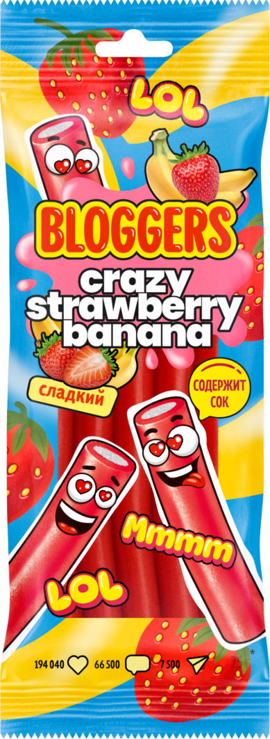 BLOGGERS со вкусом банана и клубники с желейной начинкой
