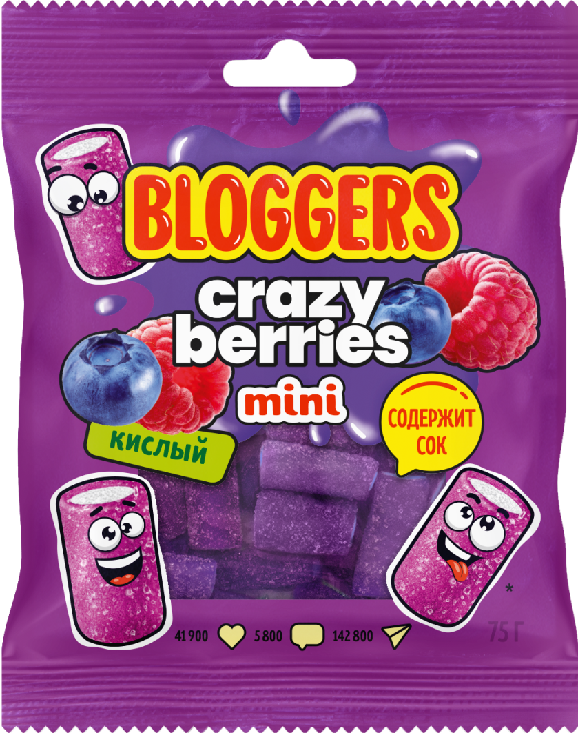 BLOGGERS mini со вкусом лесных ягод с желейной начинкой в обсыпке