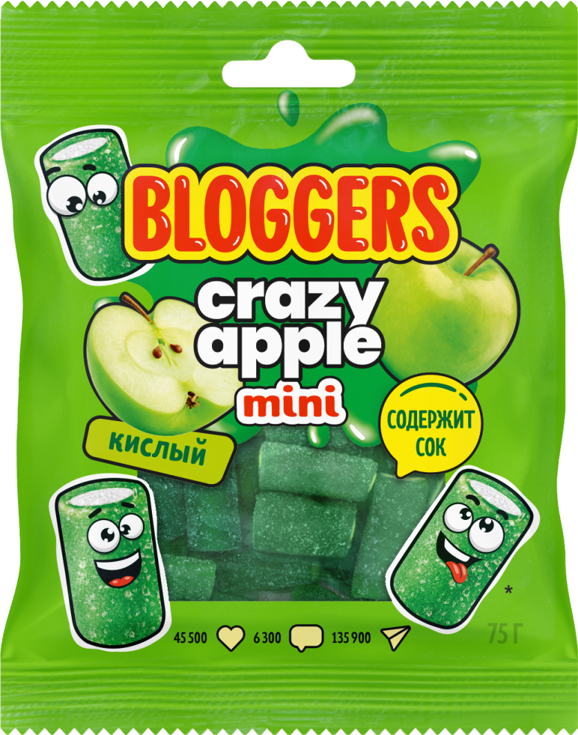 BLOGGERS mini со вкусом яблока с желейной начинкой в обсыпке